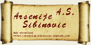 Arsenije Sibinović vizit kartica